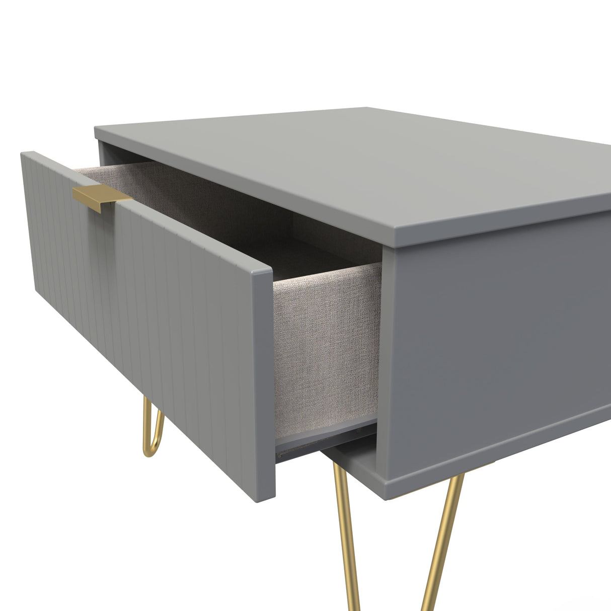 Linear 1 Drawer Midi Chest with Gold Hairpin Legs - Welcome Furniture