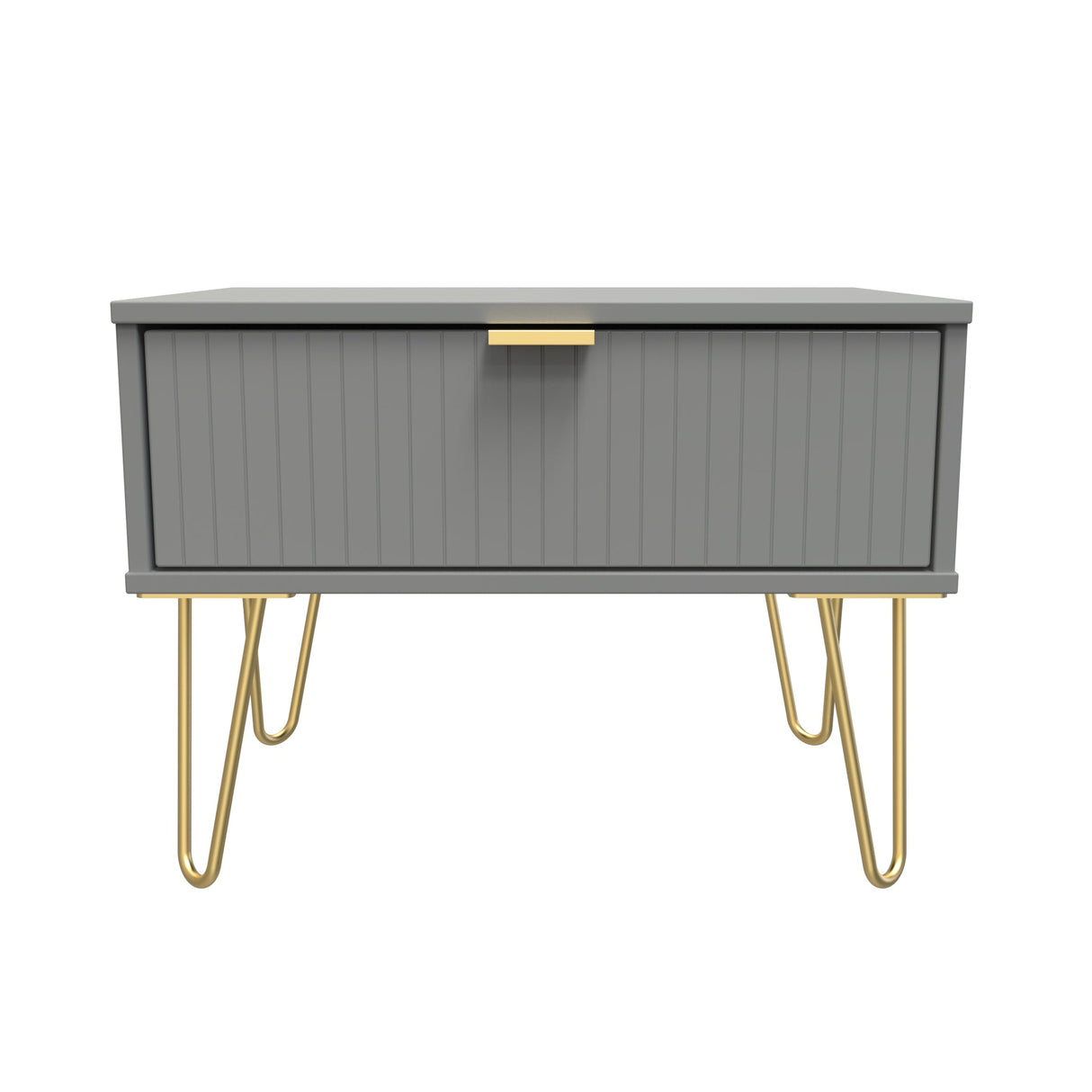 Linear 1 Drawer Midi Chest with Gold Hairpin Legs - Welcome Furniture