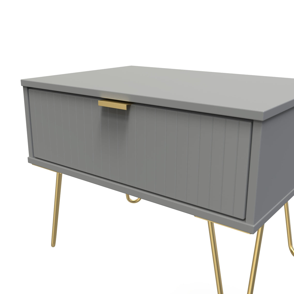 Linear 1 Drawer Midi Chest with Gold Hairpin Legs - Welcome Furniture