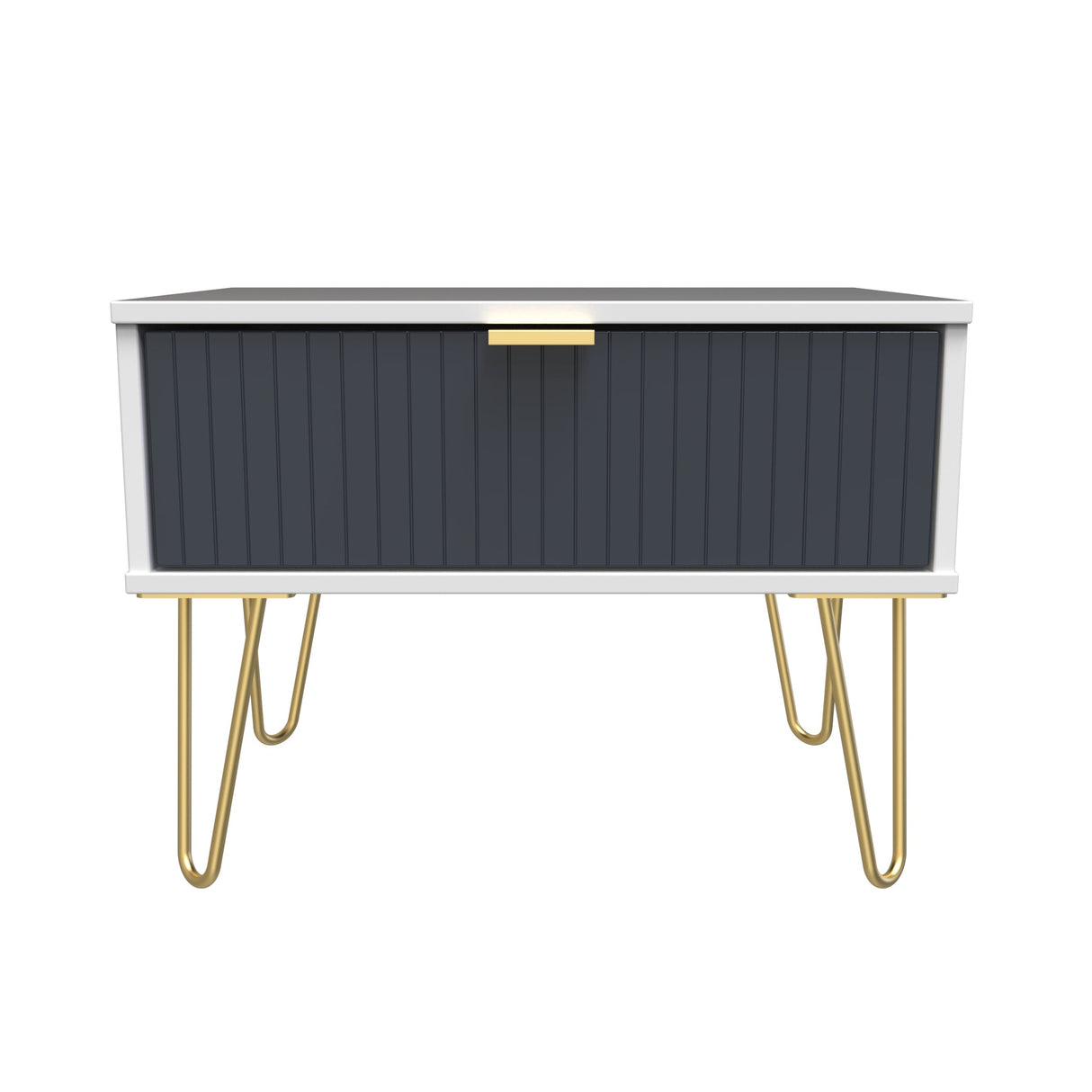 Linear 1 Drawer Midi Chest with Gold Hairpin Legs - Welcome Furniture