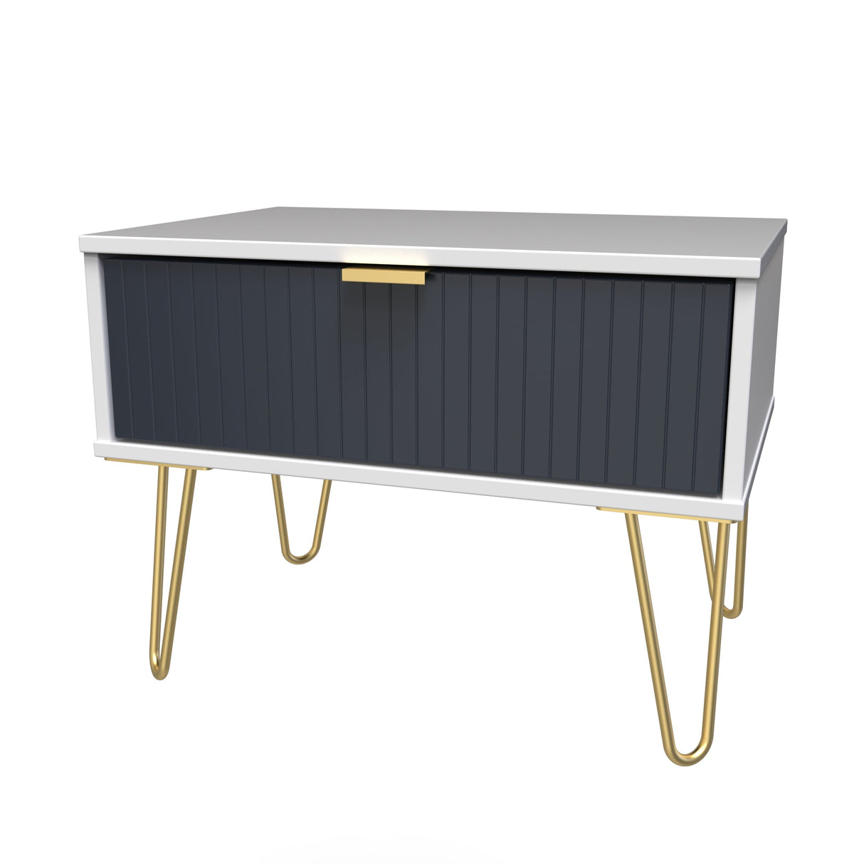 Linear 1 Drawer Midi Chest with Gold Hairpin Legs - Welcome Furniture