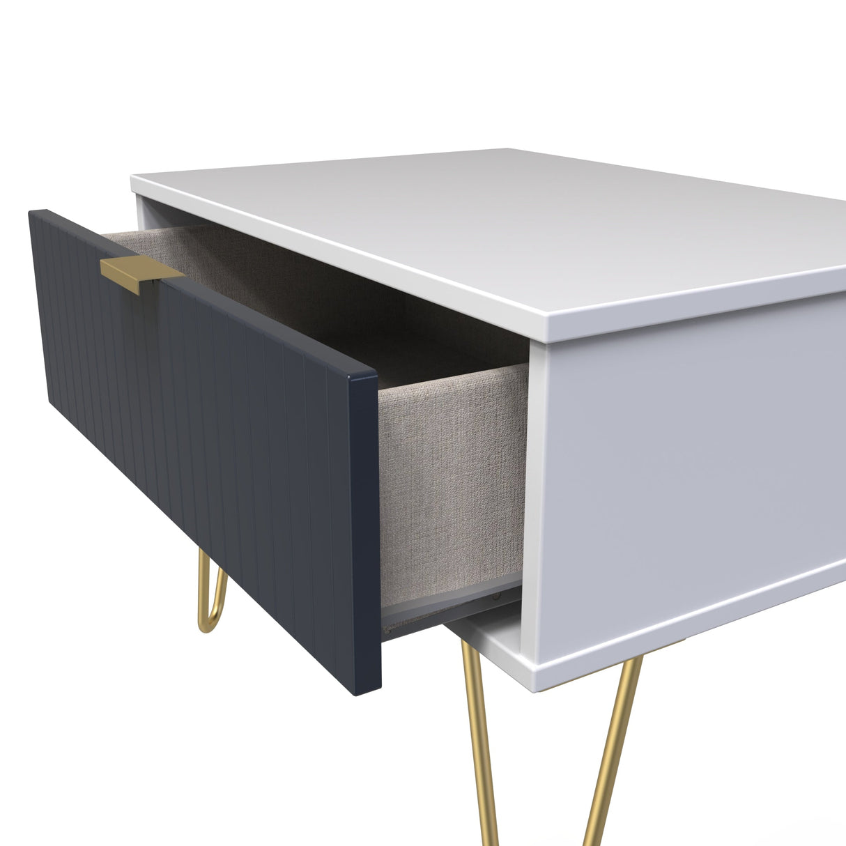 Linear 1 Drawer Midi Chest with Gold Hairpin Legs - Welcome Furniture