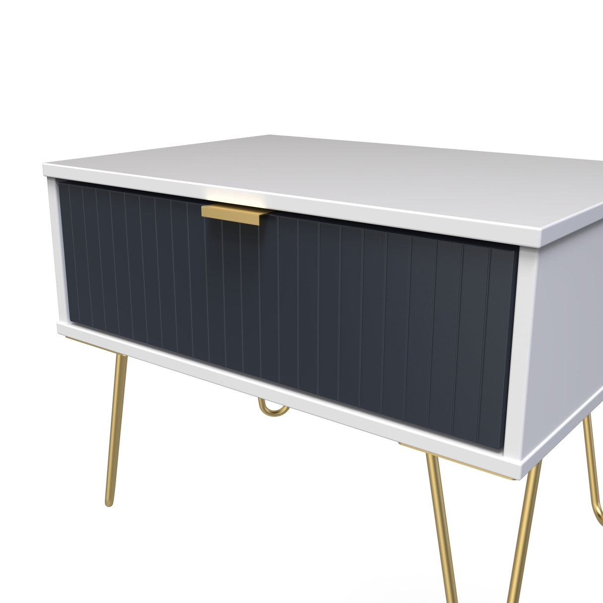 Linear 1 Drawer Midi Chest with Gold Hairpin Legs - Welcome Furniture