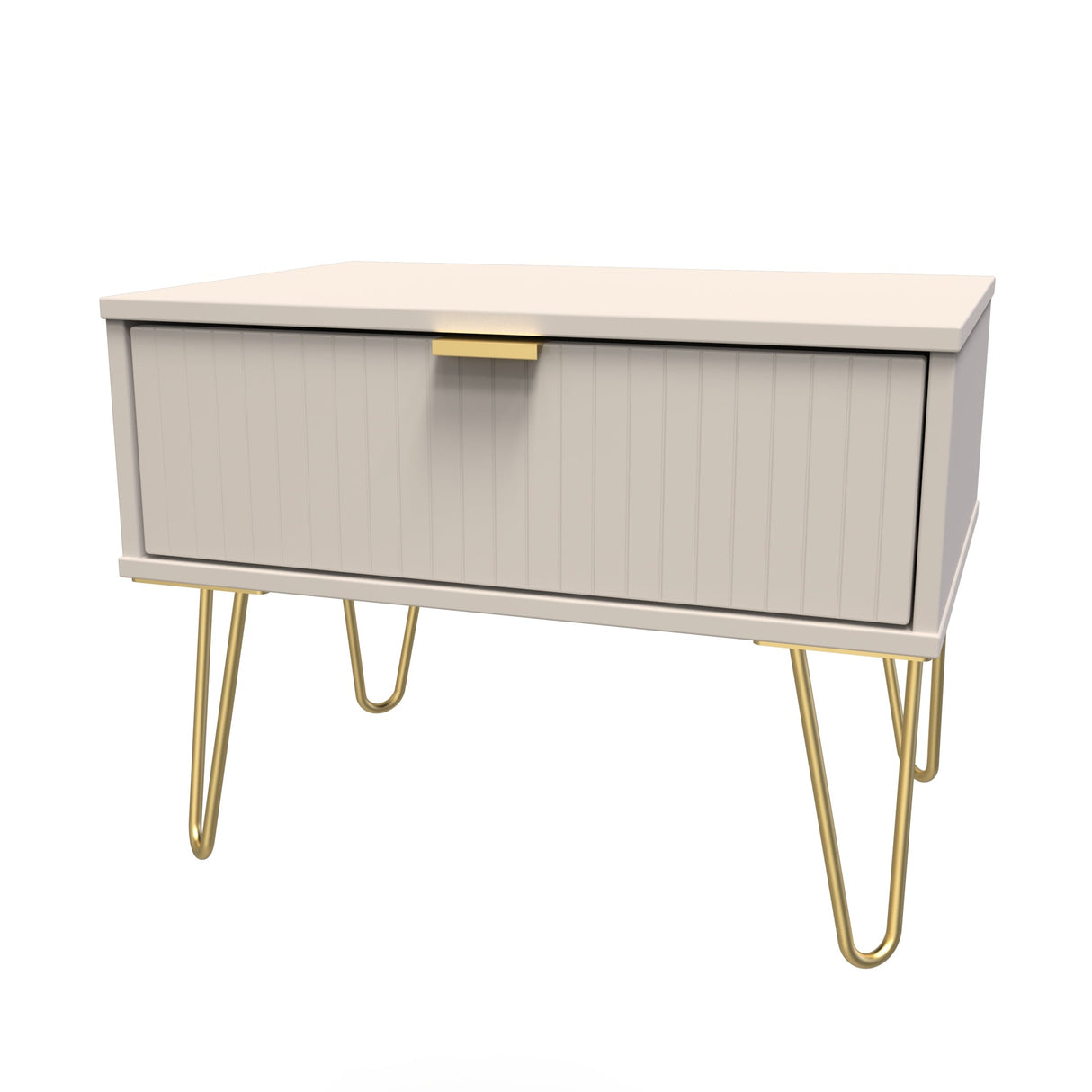 Linear 1 Drawer Midi Chest with Gold Hairpin Legs - Welcome Furniture