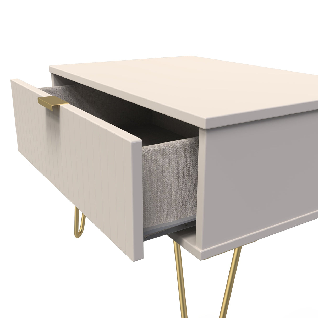 Linear 1 Drawer Midi Chest with Gold Hairpin Legs - Welcome Furniture