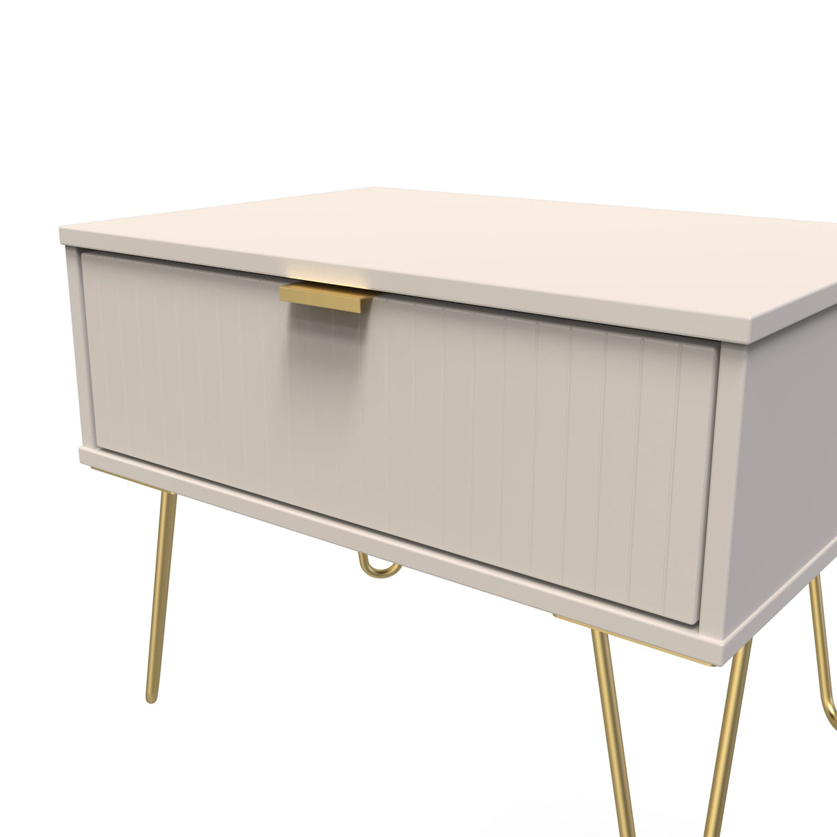 Linear 1 Drawer Midi Chest with Gold Hairpin Legs - Welcome Furniture