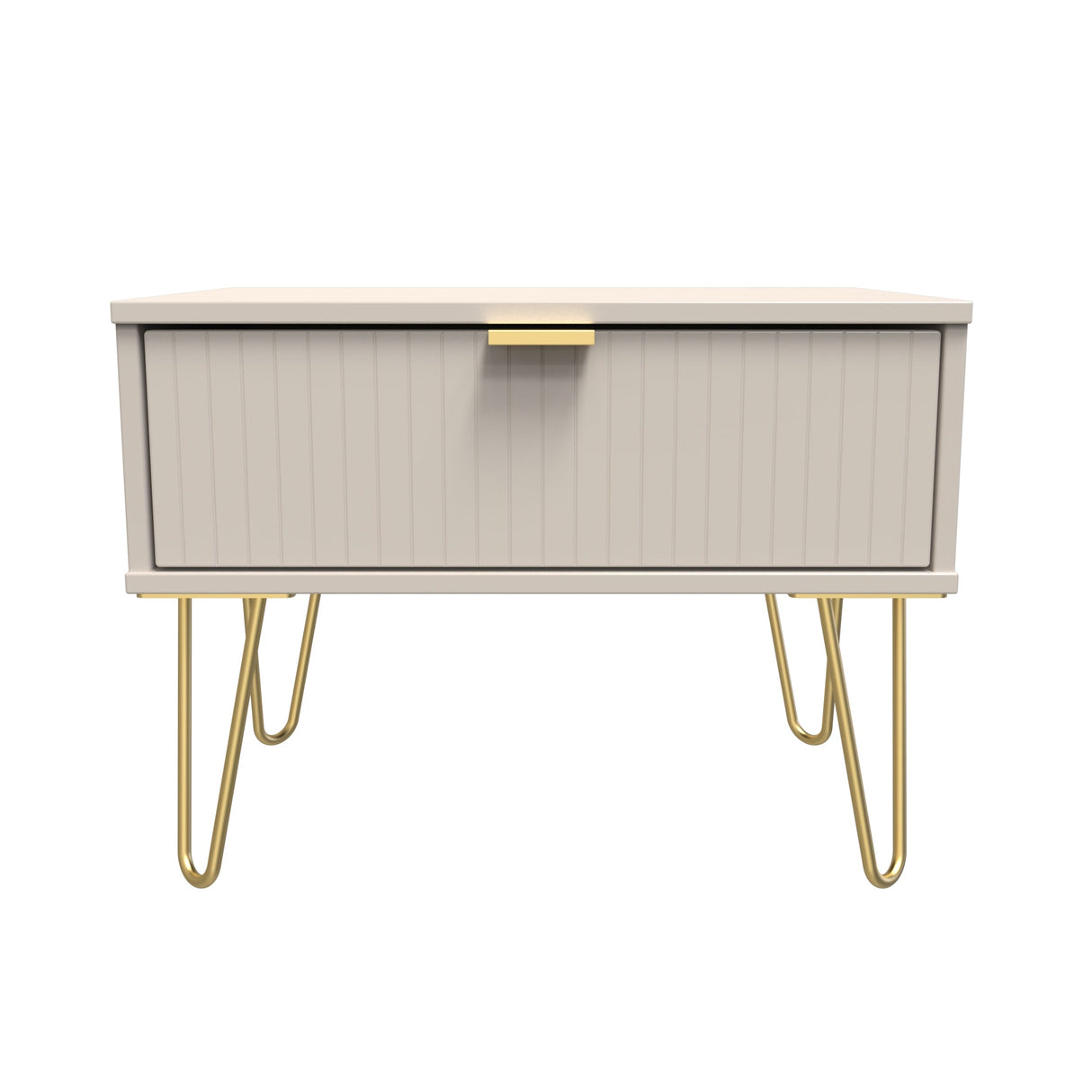 Linear 1 Drawer Midi Chest with Gold Hairpin Legs - Welcome Furniture