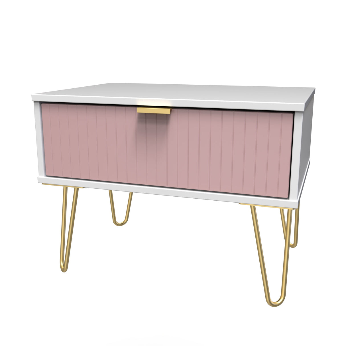 Linear 1 Drawer Midi Chest with Gold Hairpin Legs - Welcome Furniture