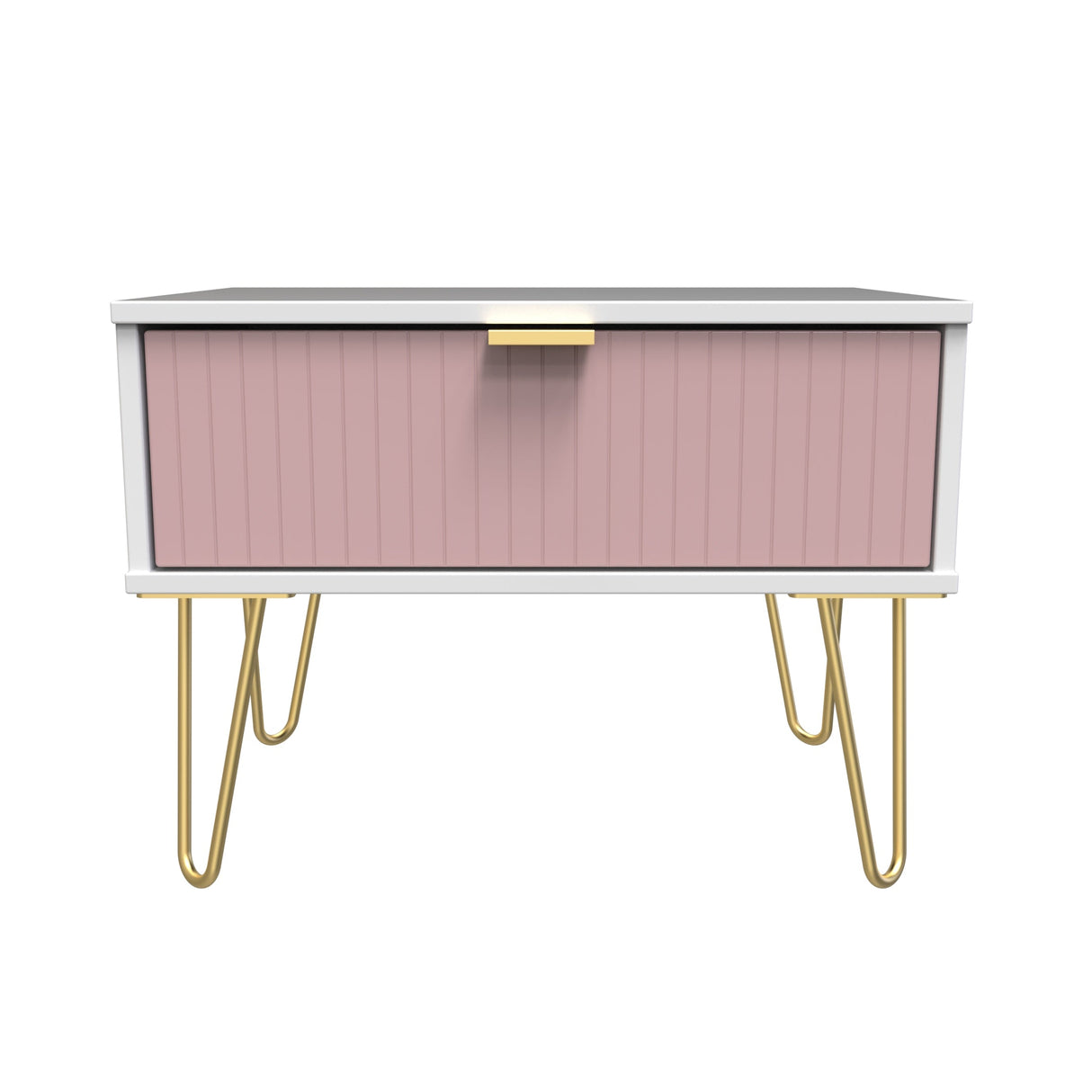 Linear 1 Drawer Midi Chest with Gold Hairpin Legs - Welcome Furniture