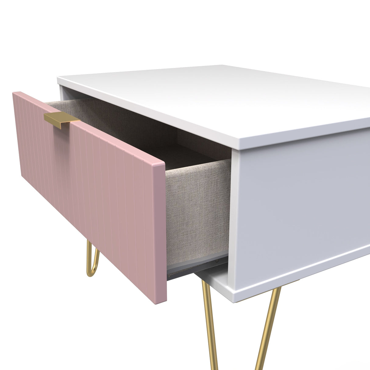 Linear 1 Drawer Midi Chest with Gold Hairpin Legs - Welcome Furniture