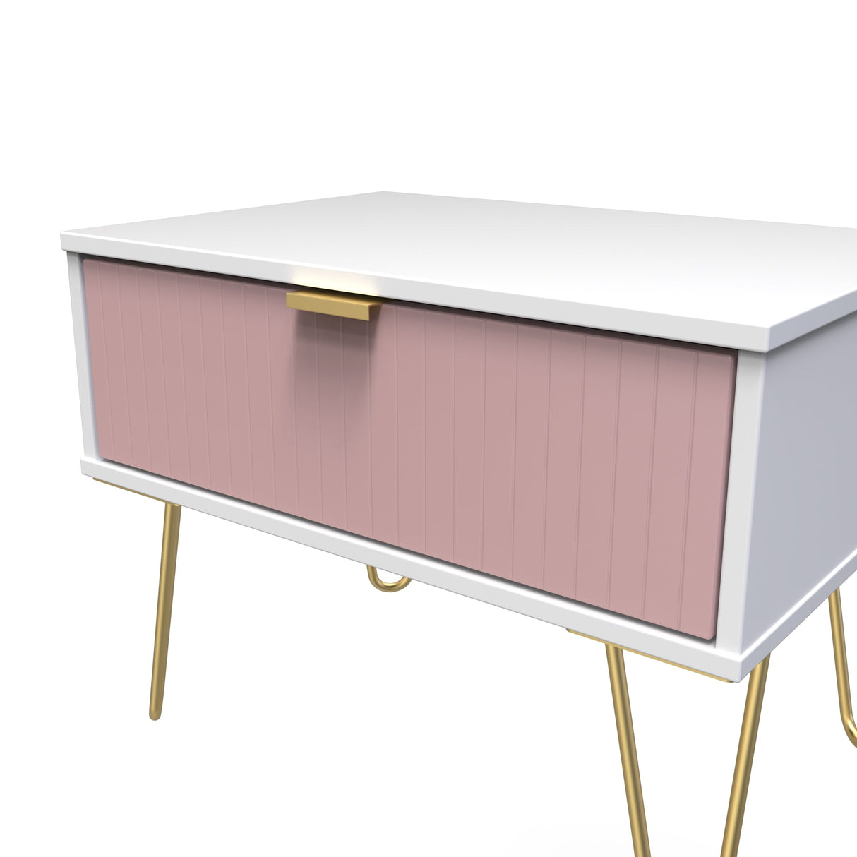 Linear 1 Drawer Midi Chest with Gold Hairpin Legs - Welcome Furniture