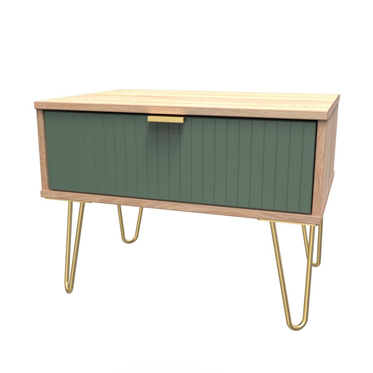 Linear 1 Drawer Midi Chest with Gold Hairpin Legs - Welcome Furniture