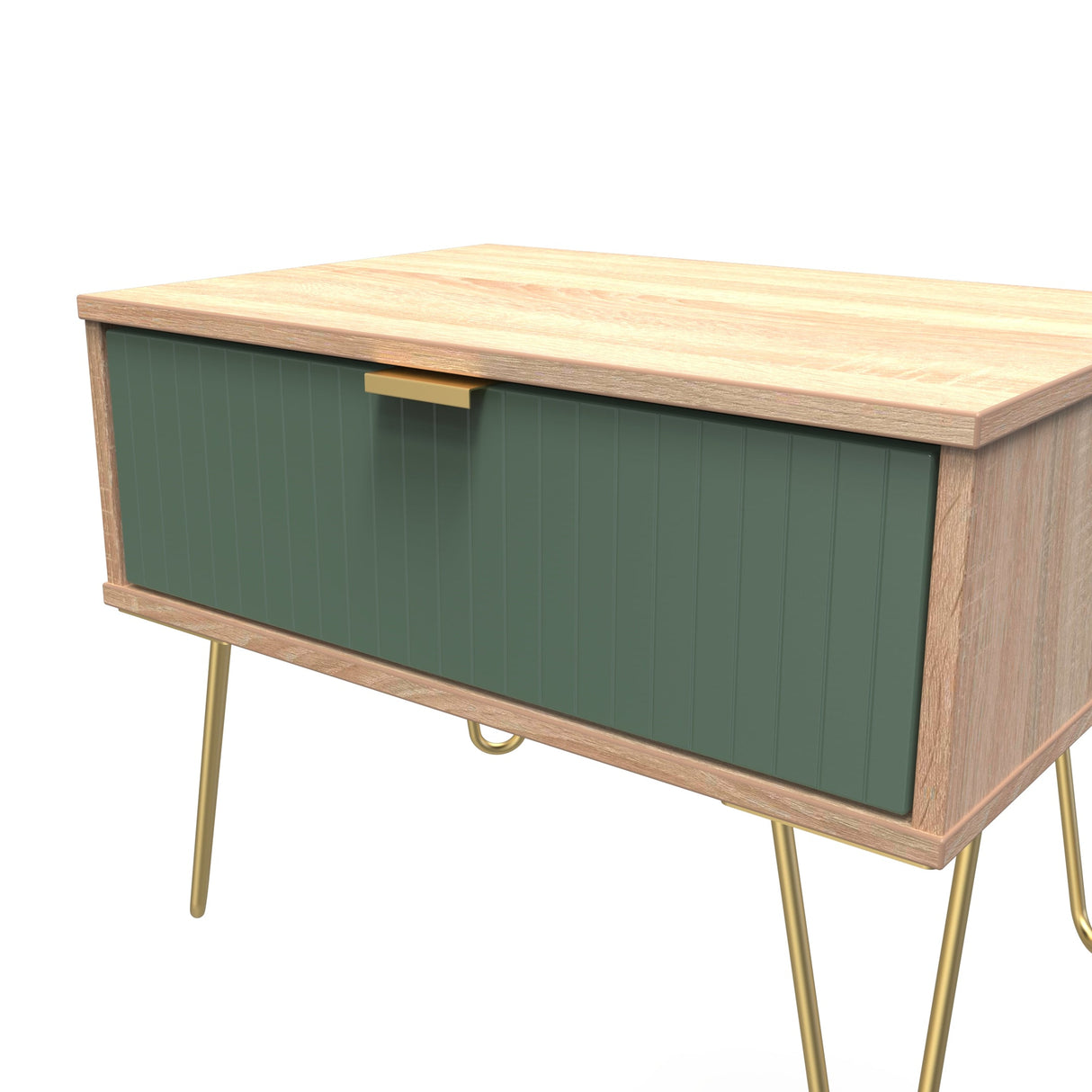 Linear 1 Drawer Midi Chest with Gold Hairpin Legs - Welcome Furniture