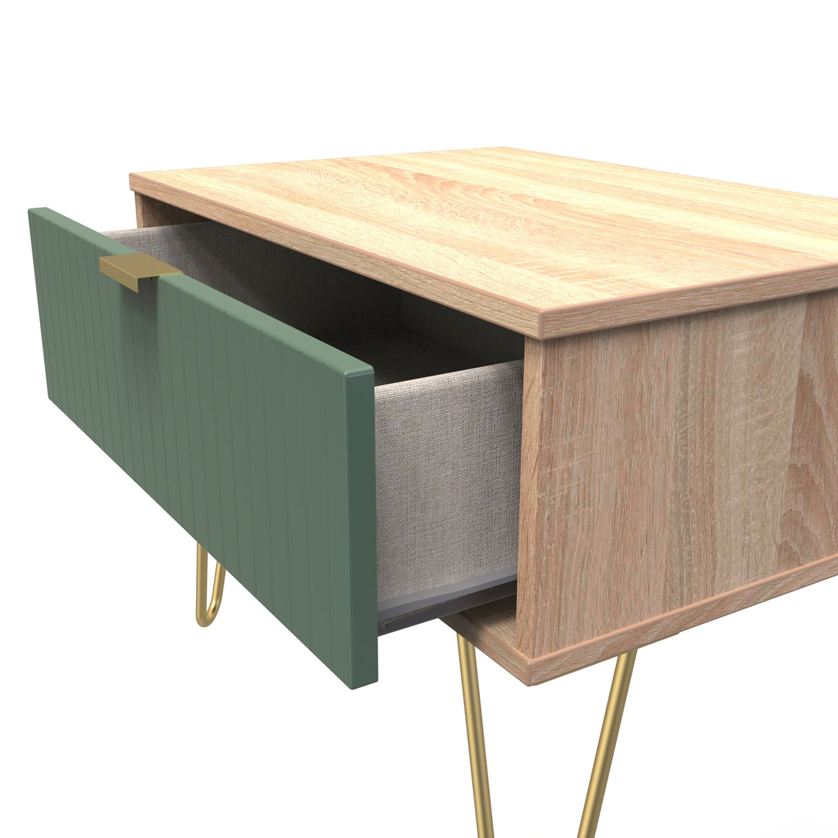Linear 1 Drawer Midi Chest with Gold Hairpin Legs - Welcome Furniture
