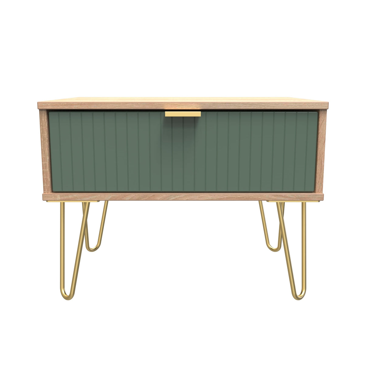 Linear 1 Drawer Midi Chest with Gold Hairpin Legs - Welcome Furniture
