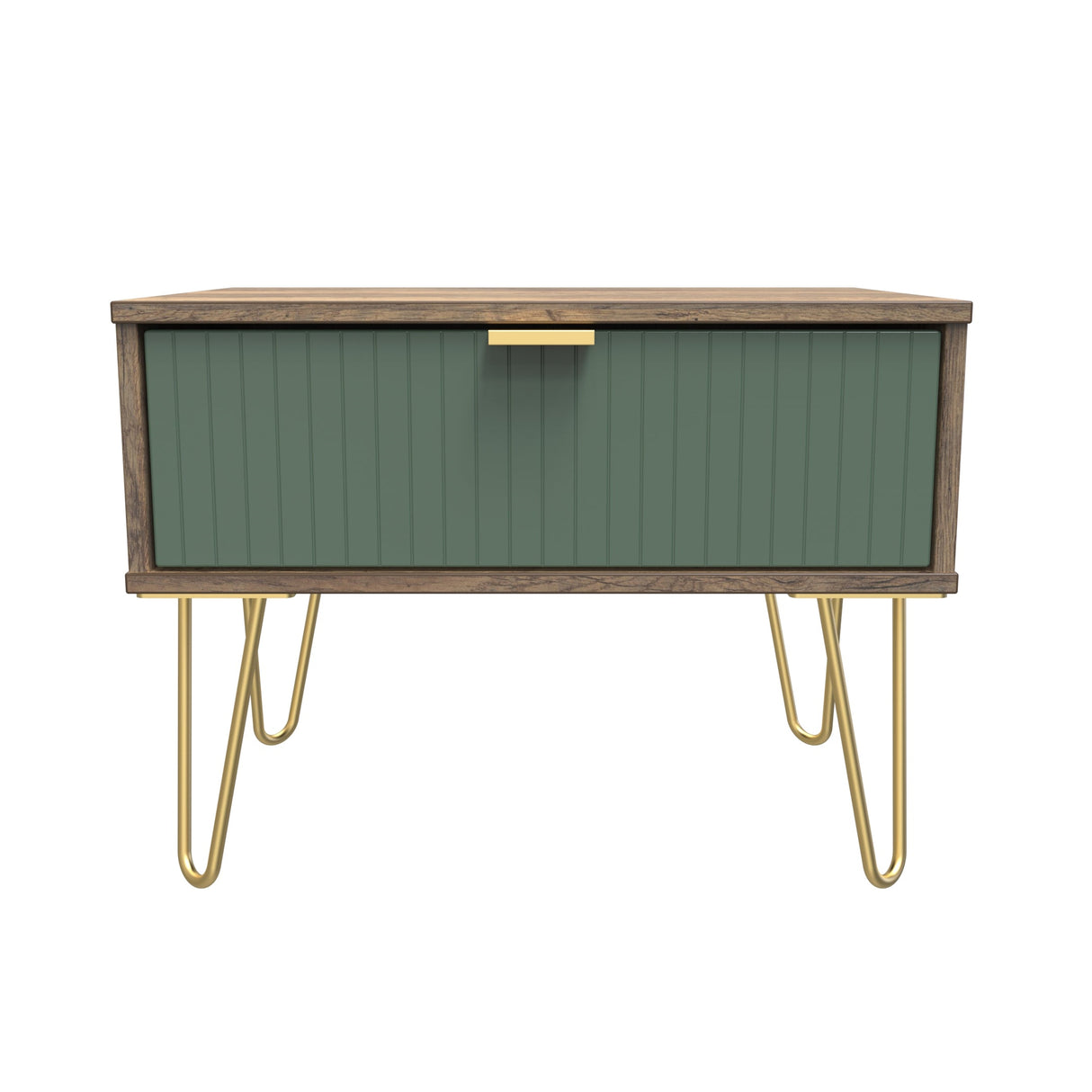 Linear 1 Drawer Midi Chest with Gold Hairpin Legs - Welcome Furniture