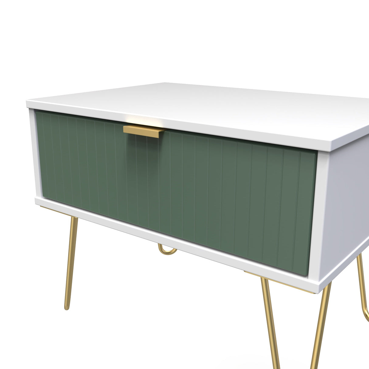 Linear 1 Drawer Midi Chest with Gold Hairpin Legs - Welcome Furniture
