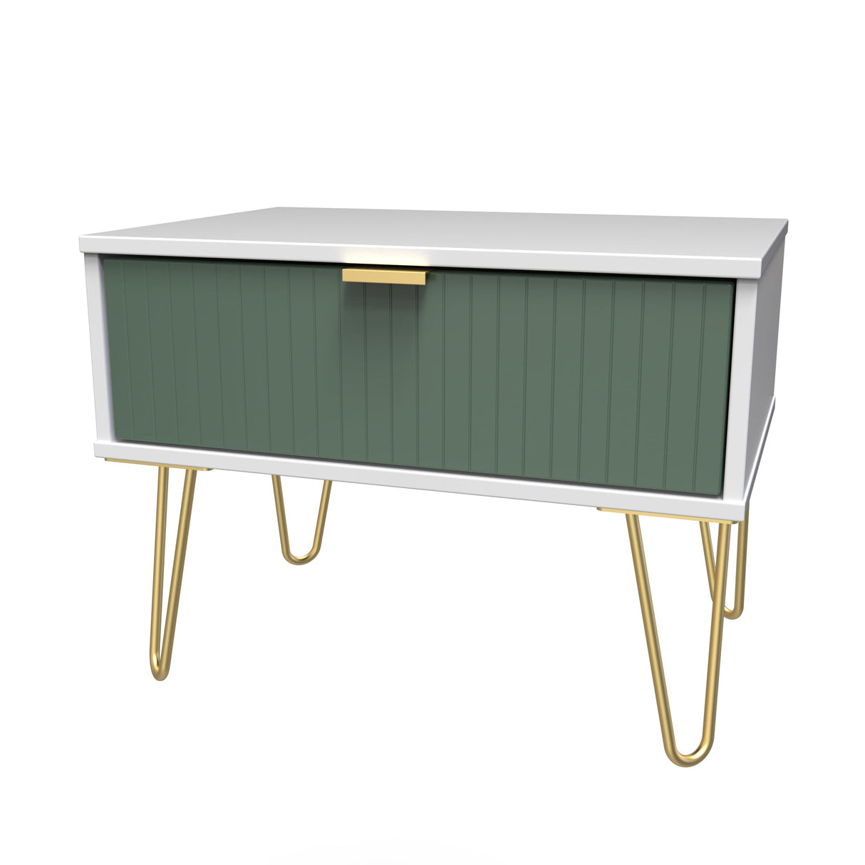 Linear 1 Drawer Midi Chest with Gold Hairpin Legs - Welcome Furniture