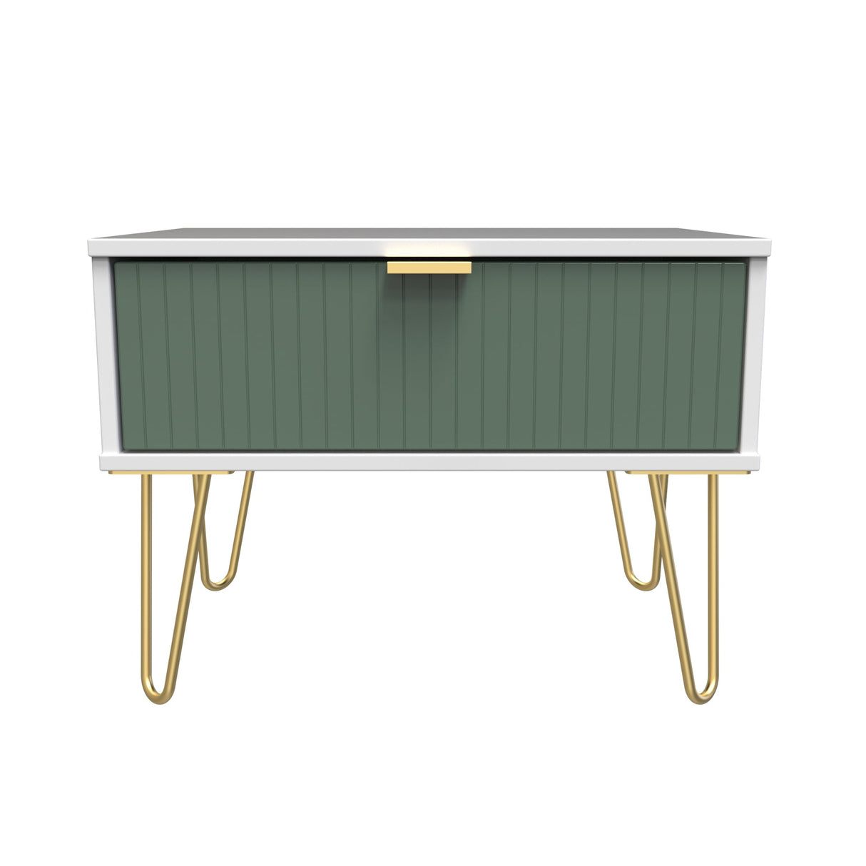 Linear 1 Drawer Midi Chest with Gold Hairpin Legs - Welcome Furniture