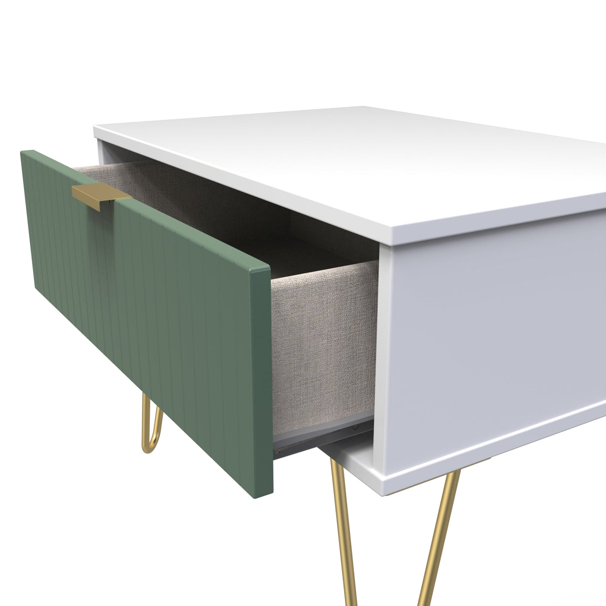 Linear 1 Drawer Midi Chest with Gold Hairpin Legs - Welcome Furniture