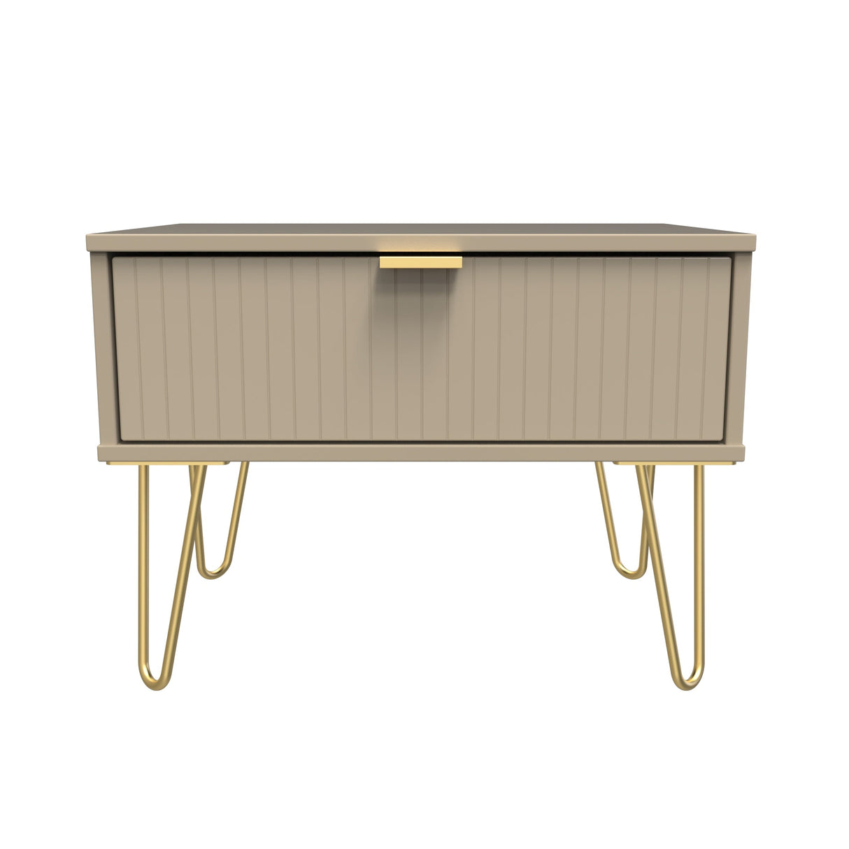 Linear 1 Drawer Midi Chest with Gold Hairpin Legs - Welcome Furniture