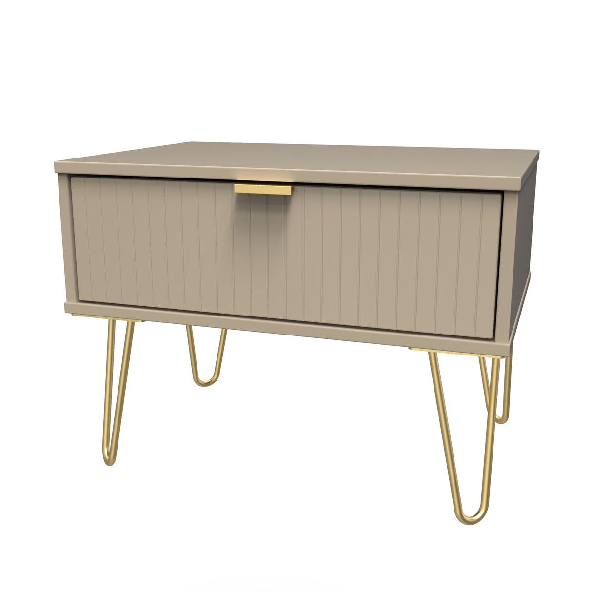 Linear 1 Drawer Midi Chest with Gold Hairpin Legs - Welcome Furniture
