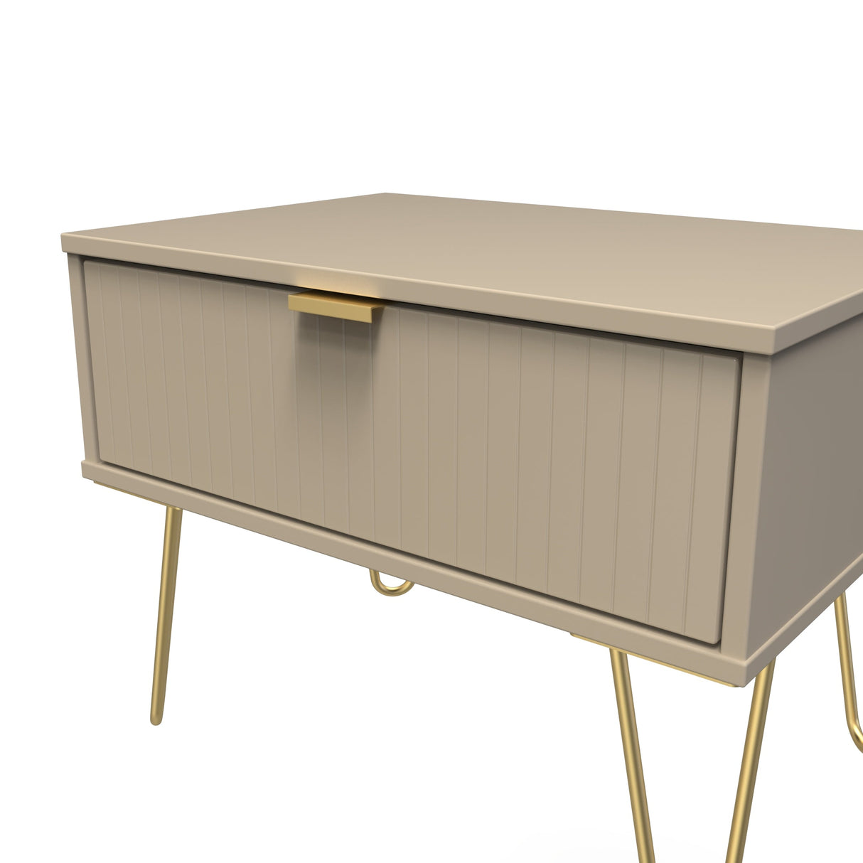 Linear 1 Drawer Midi Chest with Gold Hairpin Legs - Welcome Furniture