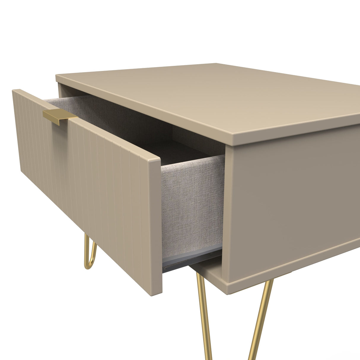 Linear 1 Drawer Midi Chest with Gold Hairpin Legs - Welcome Furniture