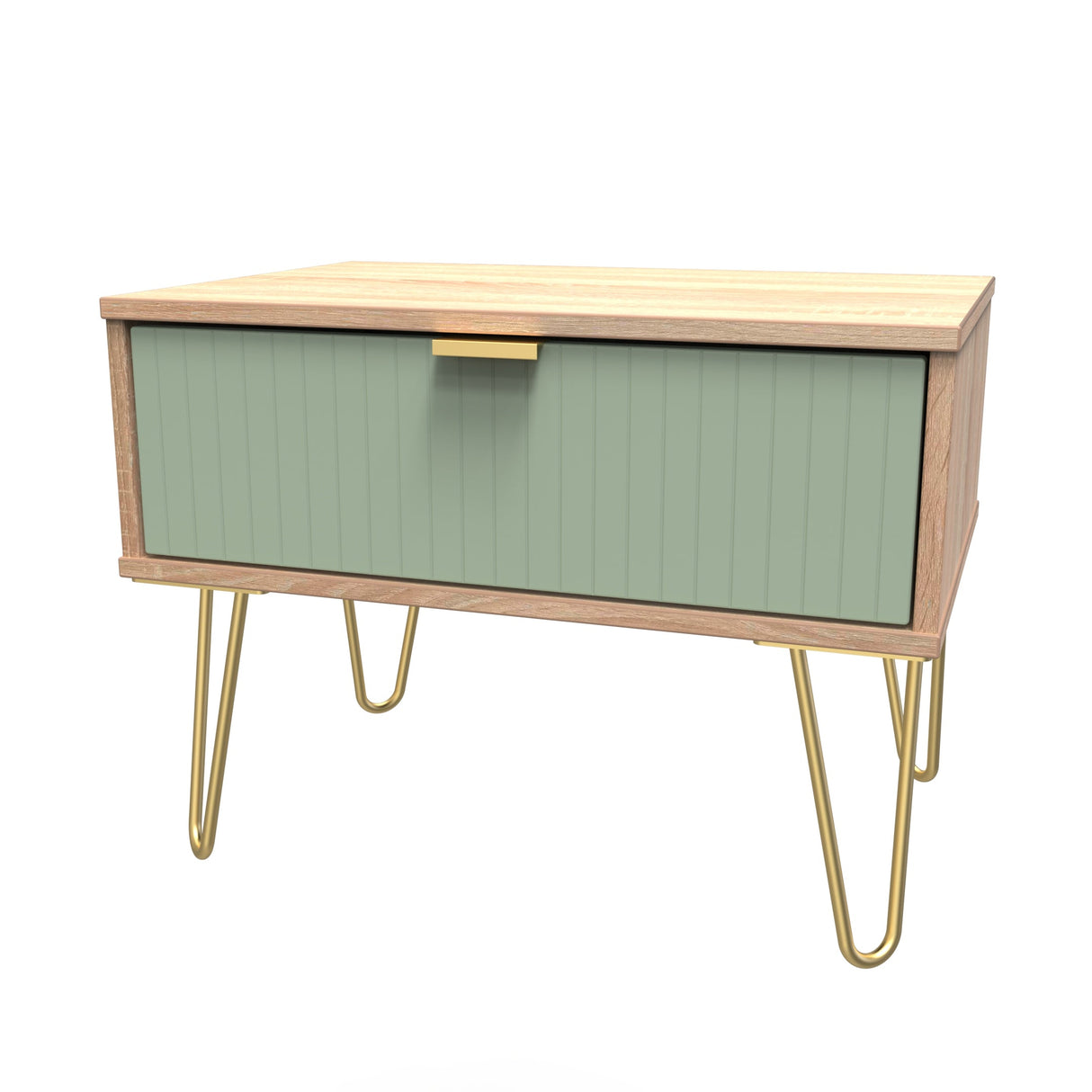 Linear 1 Drawer Midi Chest with Gold Hairpin Legs - Welcome Furniture