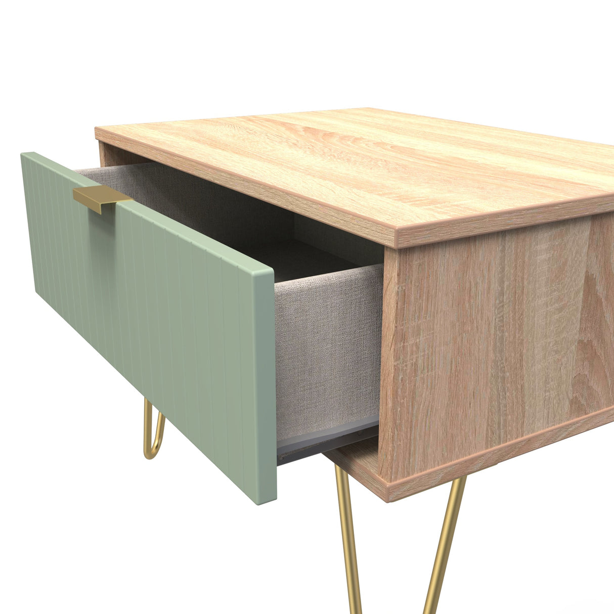 Linear 1 Drawer Midi Chest with Gold Hairpin Legs - Welcome Furniture