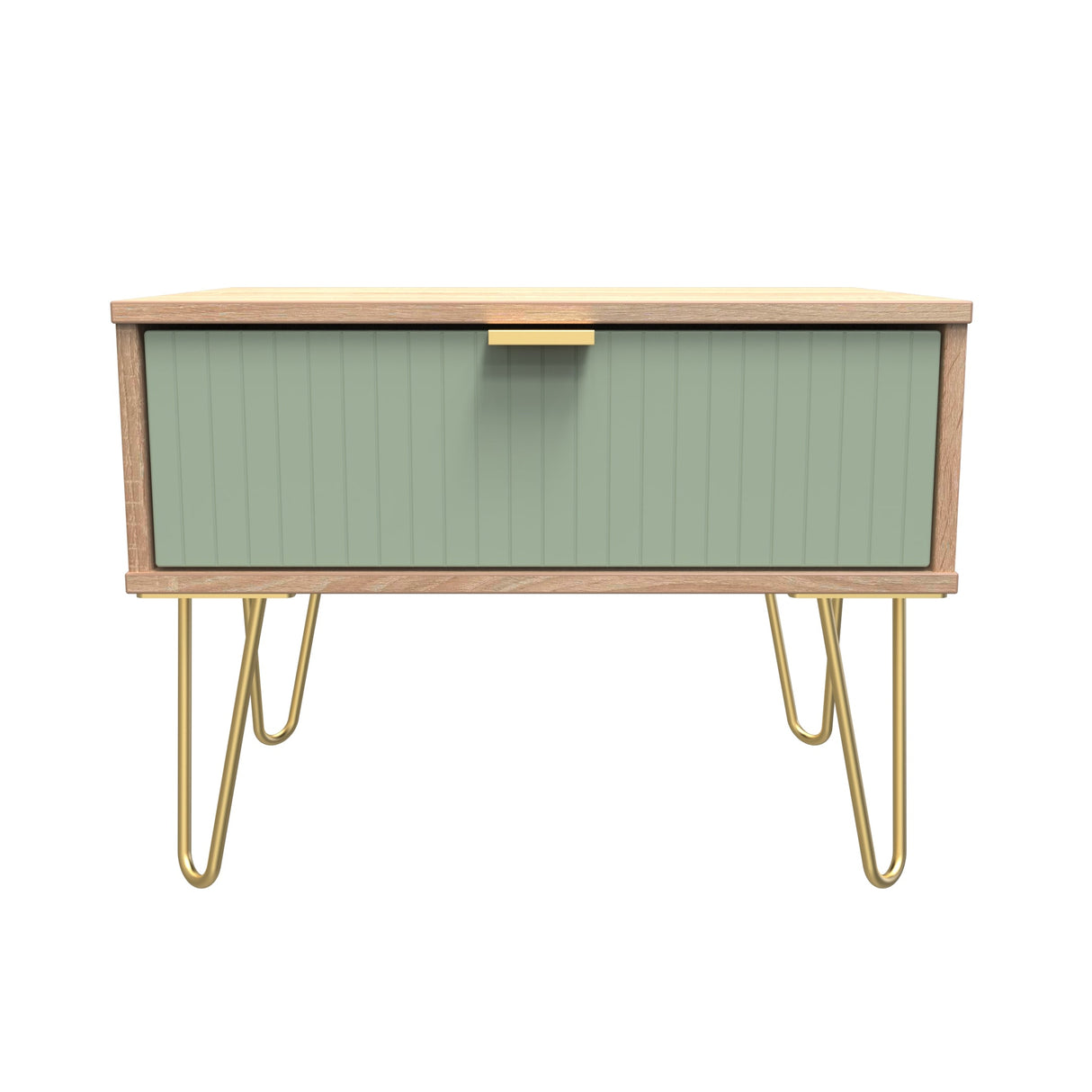 Linear 1 Drawer Midi Chest with Gold Hairpin Legs - Welcome Furniture