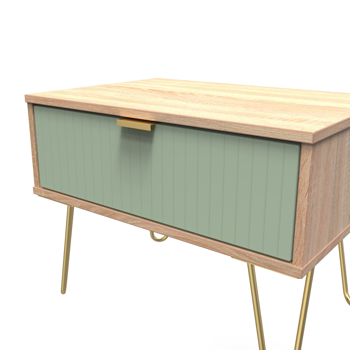 Linear 1 Drawer Midi Chest with Gold Hairpin Legs - Welcome Furniture