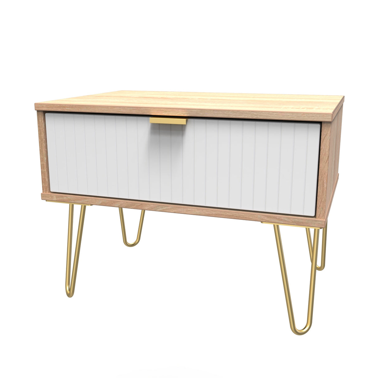 Linear 1 Drawer Midi Chest with Gold Hairpin Legs - Welcome Furniture