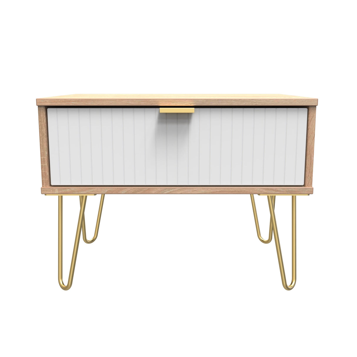 Linear 1 Drawer Midi Chest with Gold Hairpin Legs - Welcome Furniture