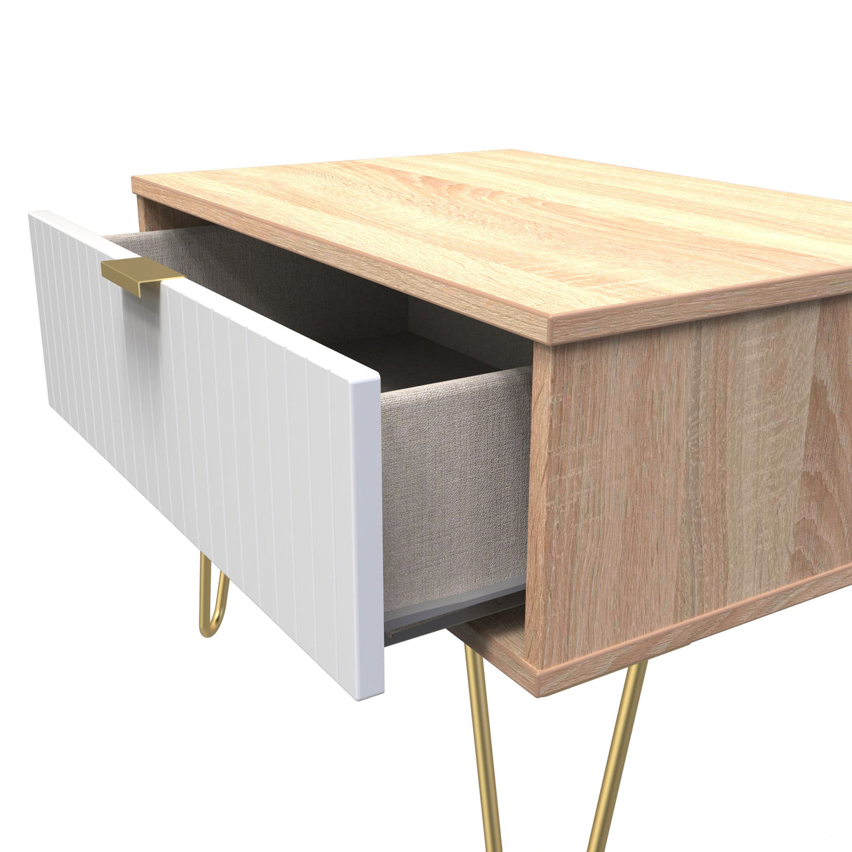 Linear 1 Drawer Midi Chest with Gold Hairpin Legs - Welcome Furniture