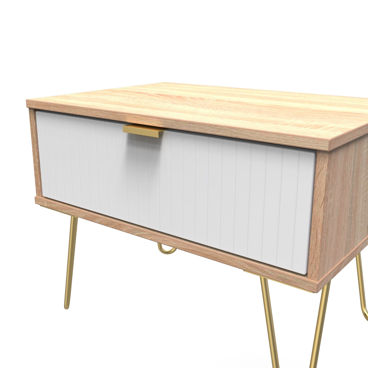 Linear 1 Drawer Midi Chest with Gold Hairpin Legs - Welcome Furniture