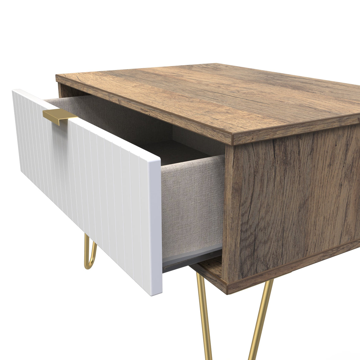 Linear 1 Drawer Midi Chest with Gold Hairpin Legs - Welcome Furniture