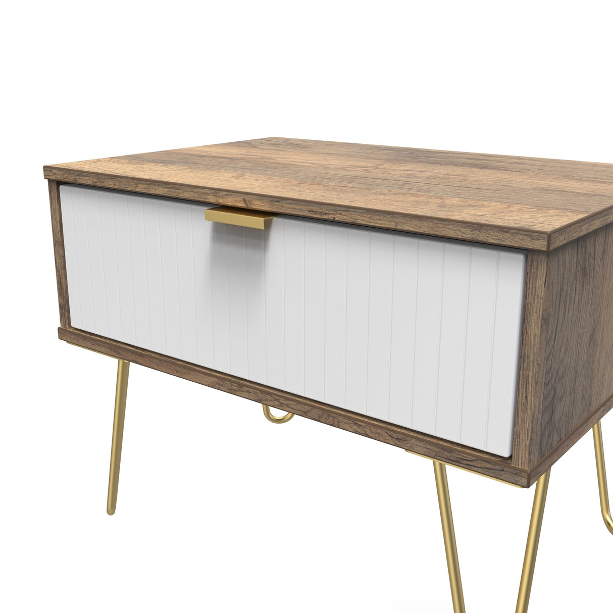 Linear 1 Drawer Midi Chest with Gold Hairpin Legs - Welcome Furniture