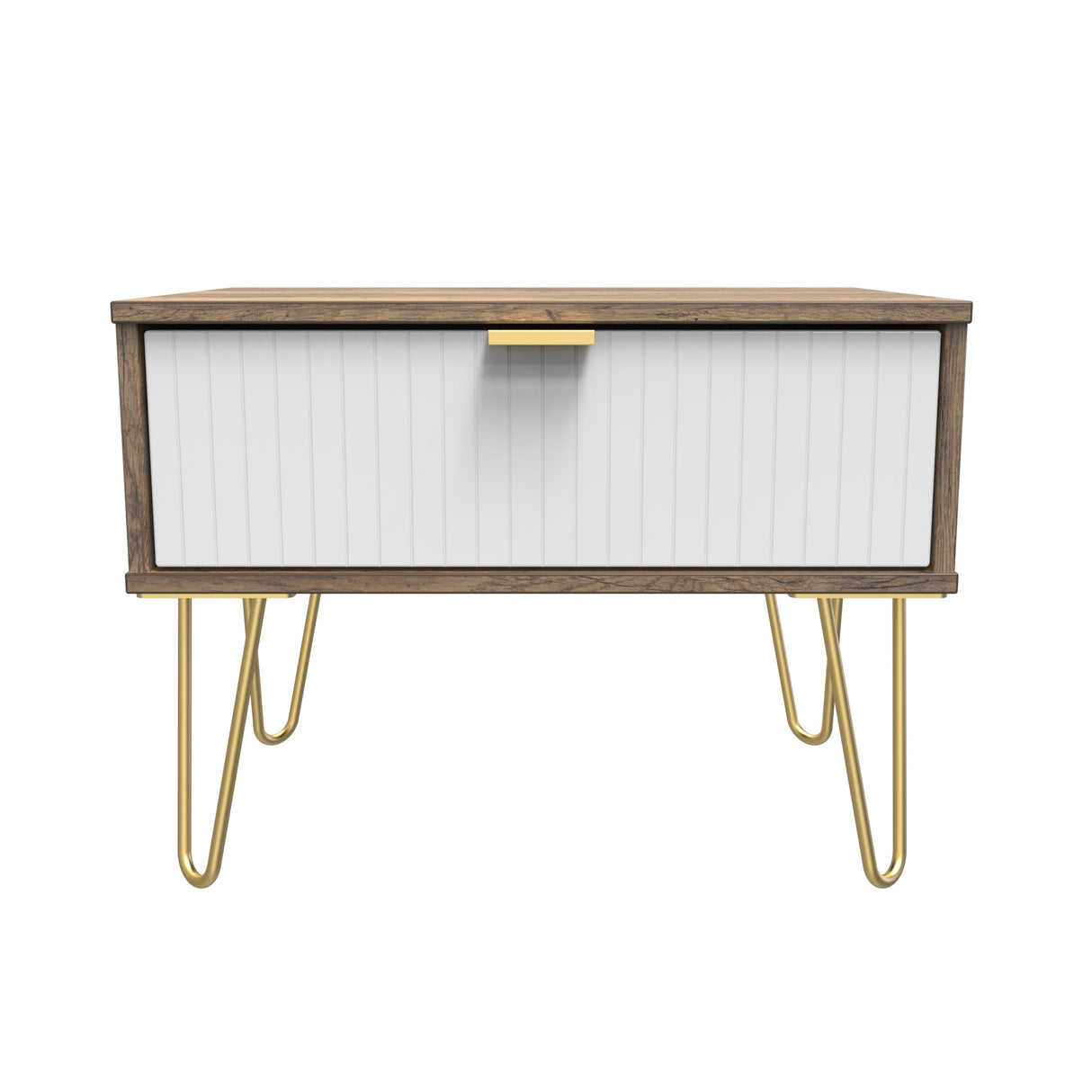 Linear 1 Drawer Midi Chest with Gold Hairpin Legs - Welcome Furniture