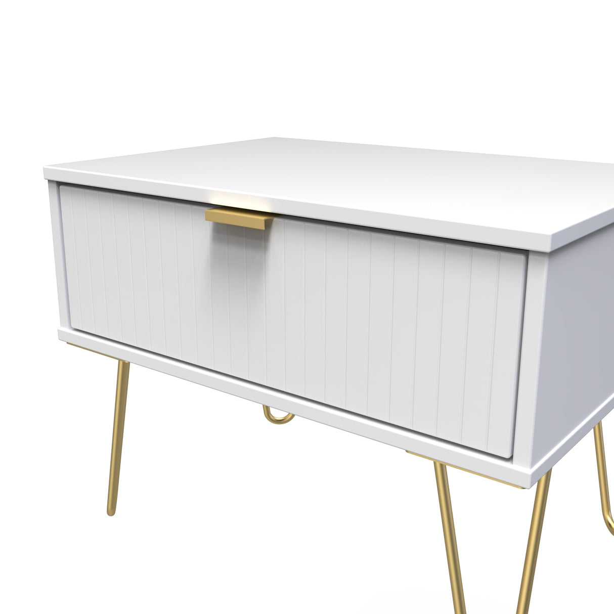 Linear 1 Drawer Midi Chest with Gold Hairpin Legs - Welcome Furniture