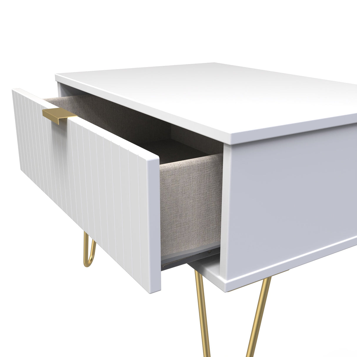 Linear 1 Drawer Midi Chest with Gold Hairpin Legs - Welcome Furniture