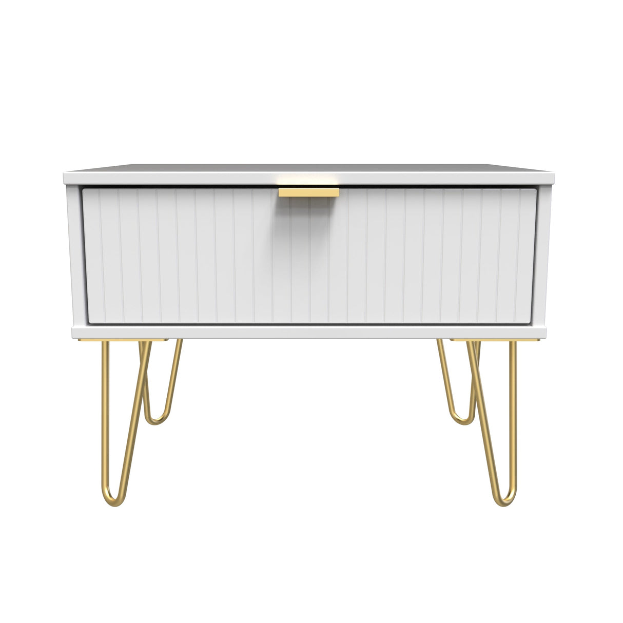 Linear 1 Drawer Midi Chest with Gold Hairpin Legs - Welcome Furniture