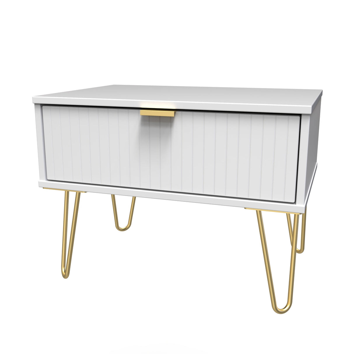 Linear 1 Drawer Midi Chest with Gold Hairpin Legs - Welcome Furniture