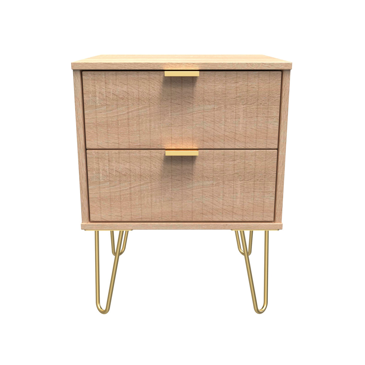 Linear 2 Drawer Bedside Cabinet with Hairpin Legs - Welcome Furniture