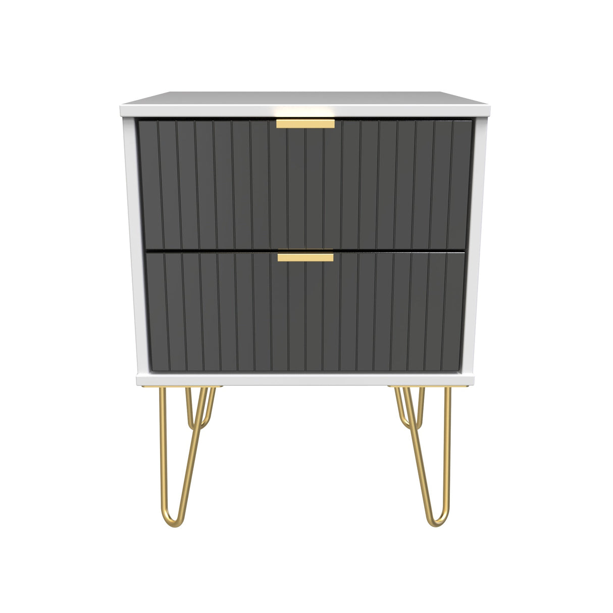 Linear 2 Drawer Bedside Cabinet with Hairpin Legs - Welcome Furniture