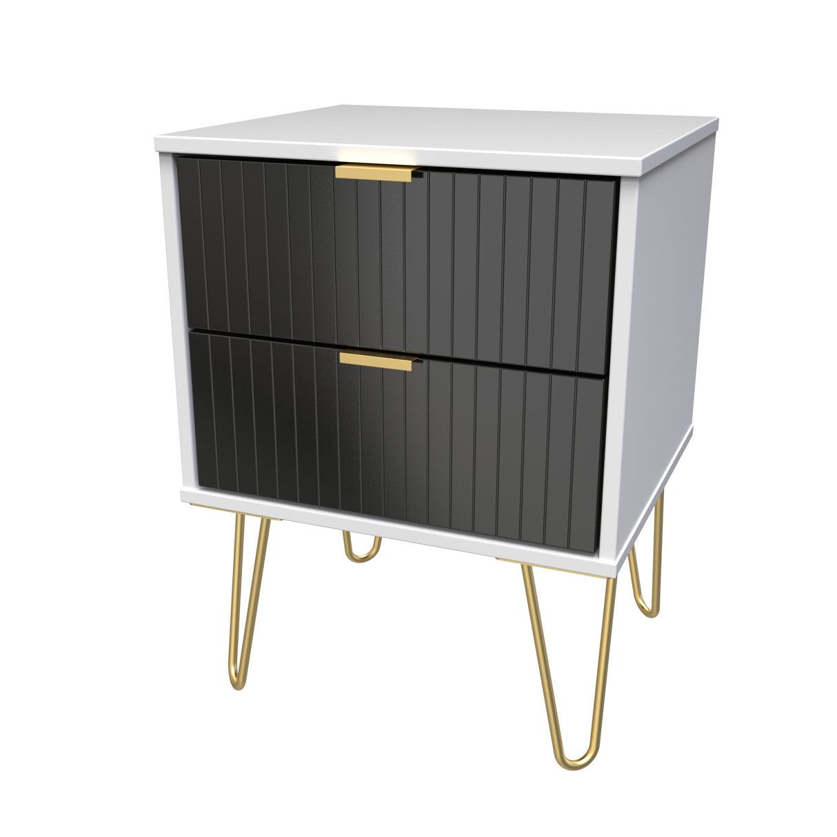 Linear 2 Drawer Bedside Cabinet with Hairpin Legs - Welcome Furniture