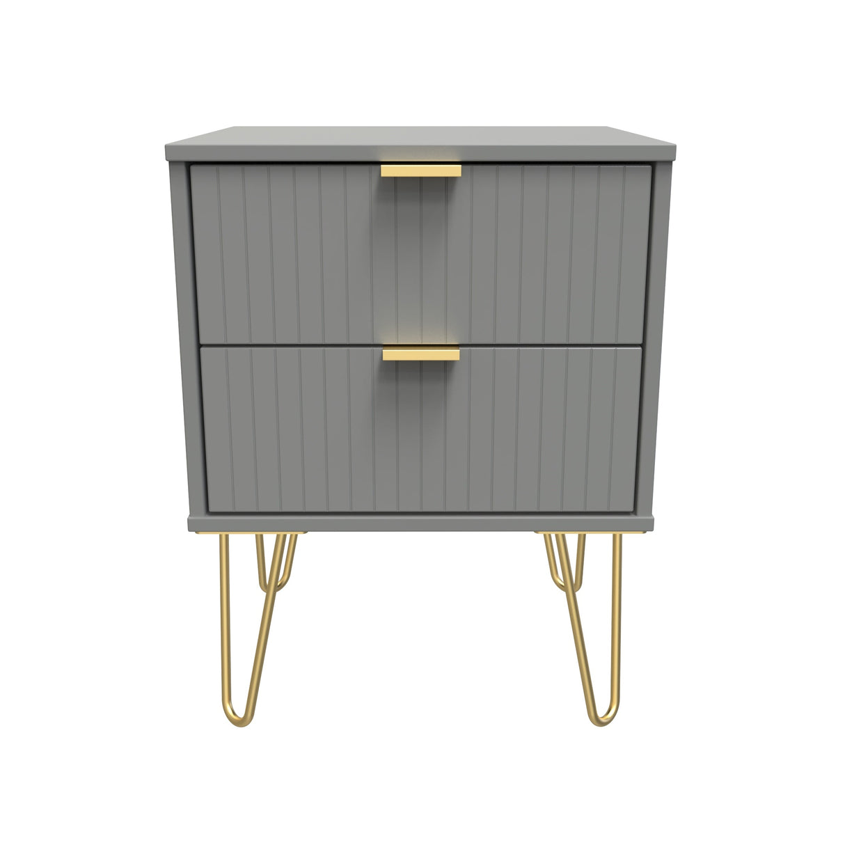 Linear 2 Drawer Bedside Cabinet with Hairpin Legs - Welcome Furniture
