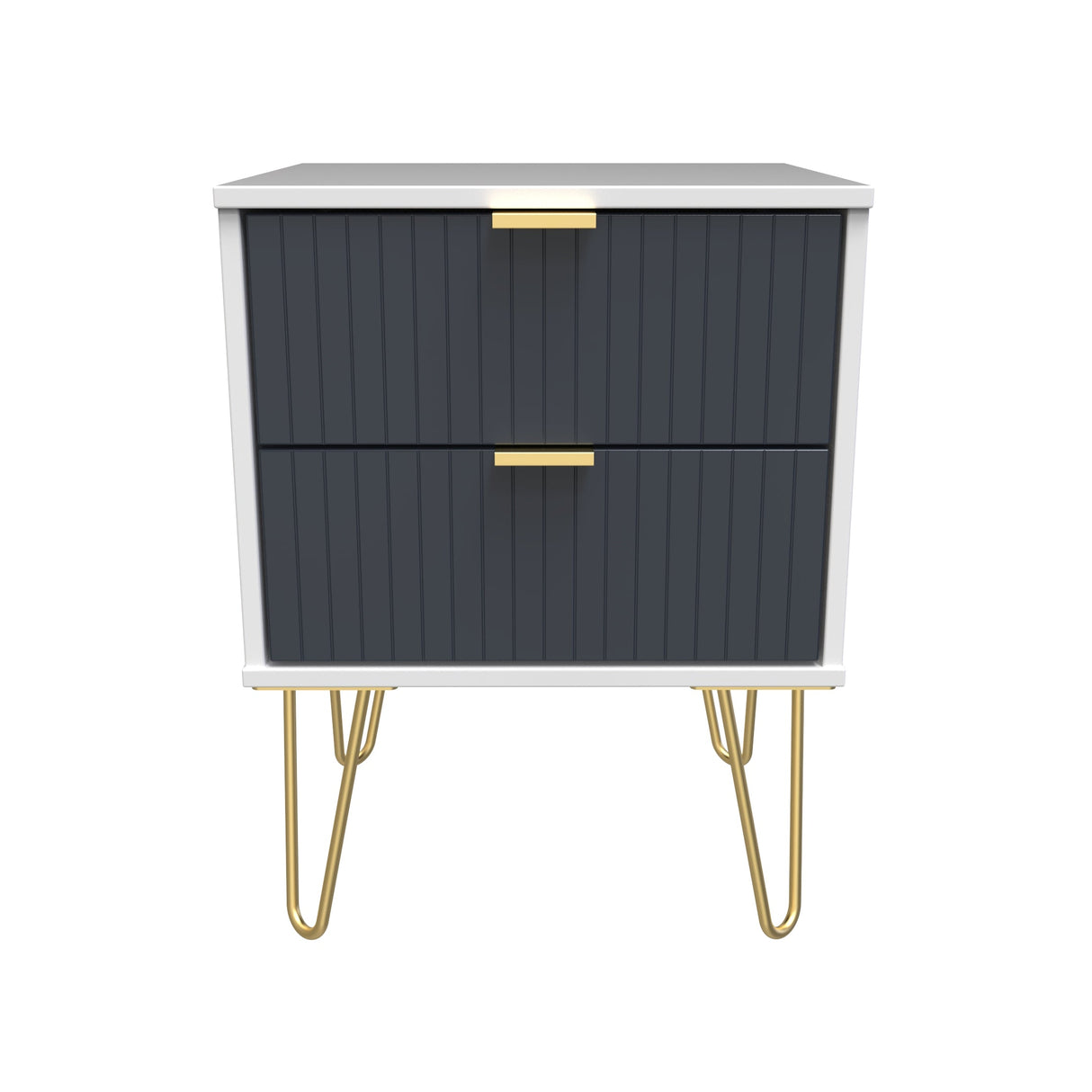 Linear 2 Drawer Bedside Cabinet with Hairpin Legs - Welcome Furniture