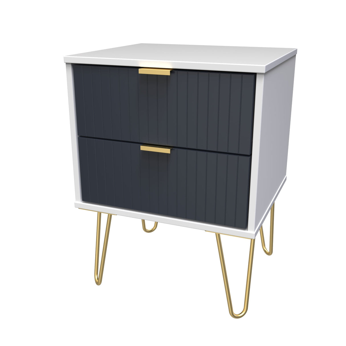 Linear 2 Drawer Bedside Cabinet with Hairpin Legs - Welcome Furniture