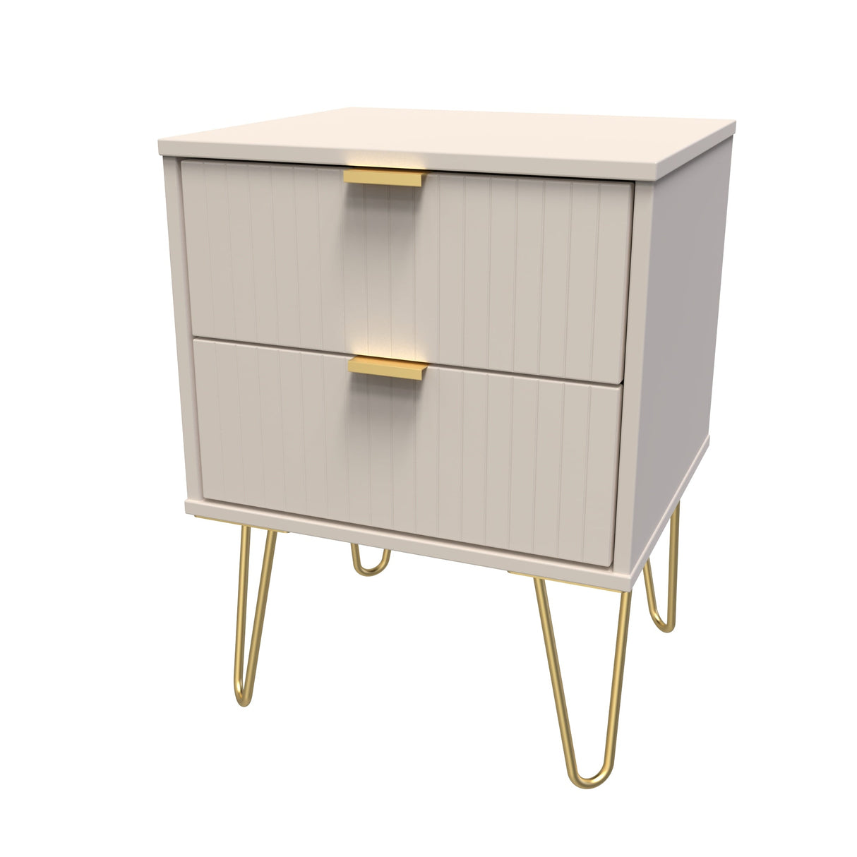 Linear 2 Drawer Bedside Cabinet with Hairpin Legs - Welcome Furniture